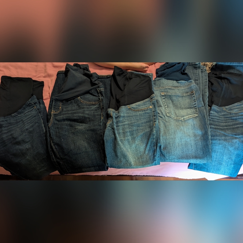 Maternity Blue Denim Jeans Collection (5 Pairs)